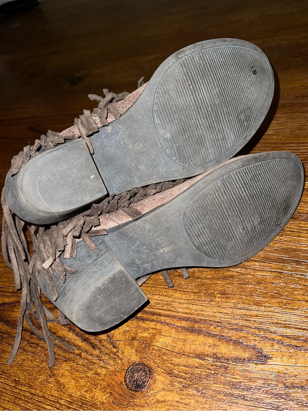 Jellypop Fringe Tan Suede Western Boho Heeled Zip Up Ankle Boots Size 8 - Picture 6 of 9